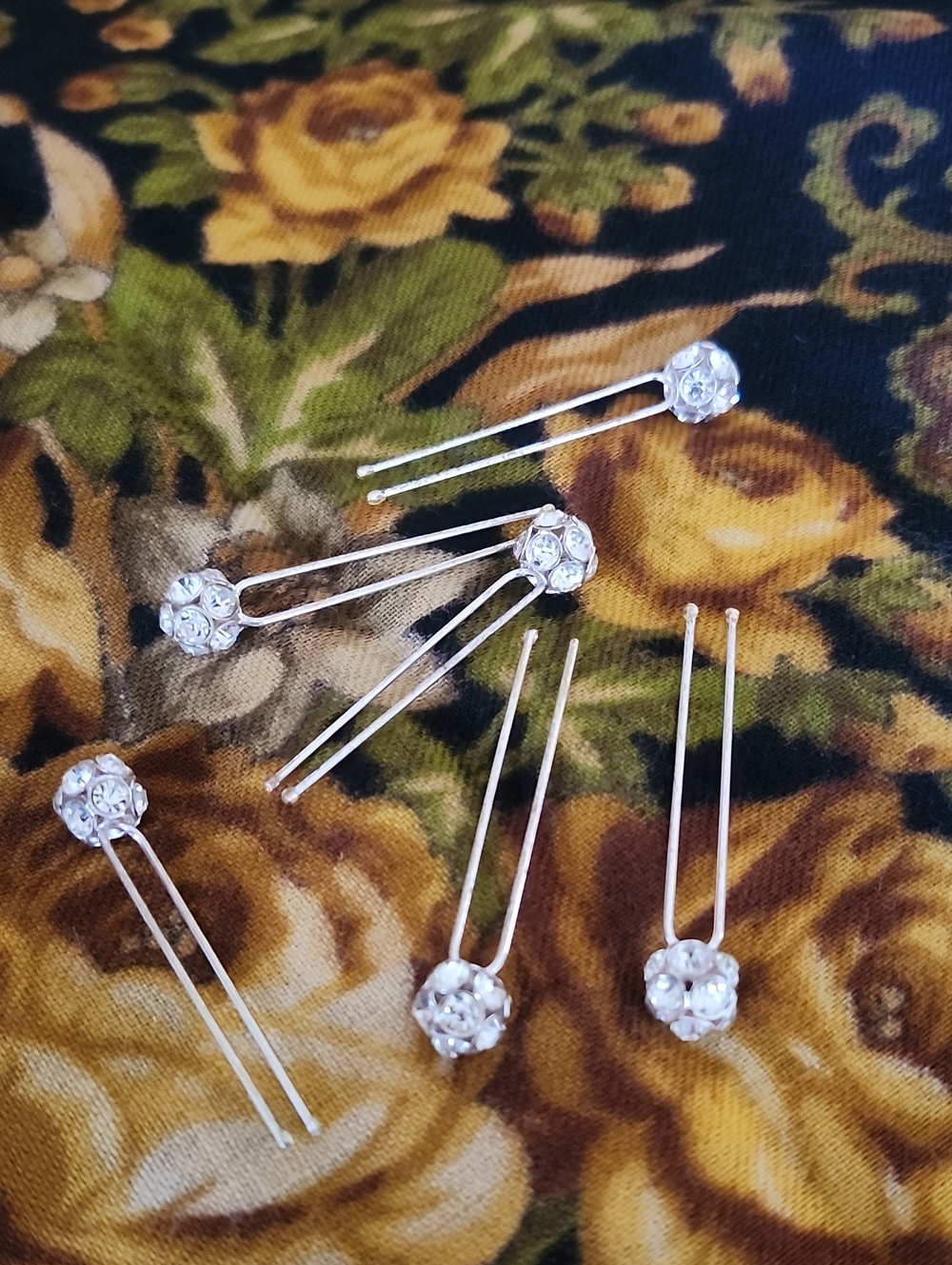 Silver Crystal Flower Hair Pins - Elegant Women's Hair Accessories